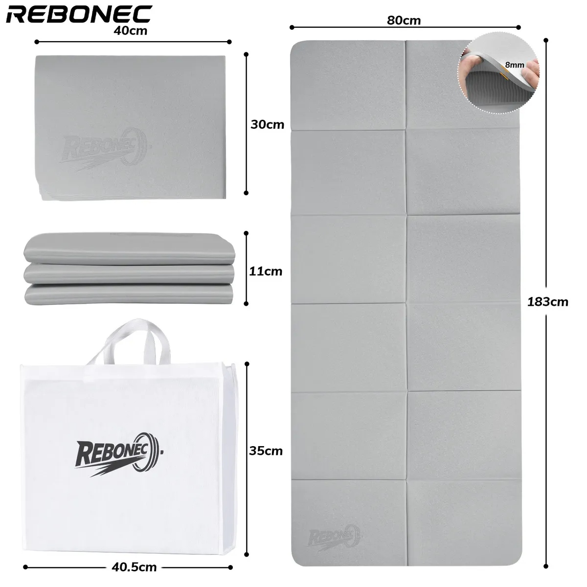Mat Yoga Pilates Plegable 8mm con Bolso