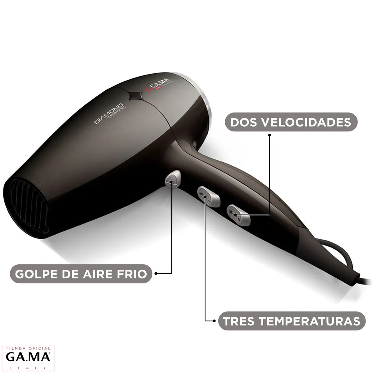 Secador de Pelo Gama Diamond Ion 2300 W Negro