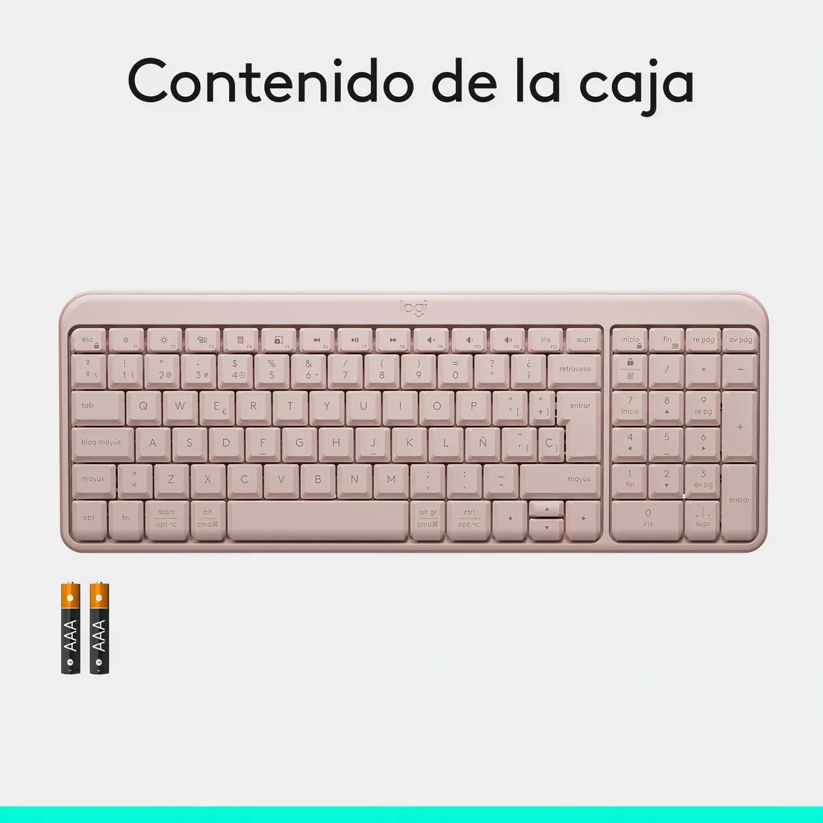Teclado Logitech K250 rosa diseño compacto para escritorio