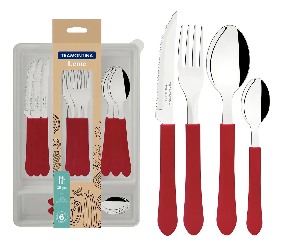 Set cajonera con cubertería Tramontina 25 piezas color negro