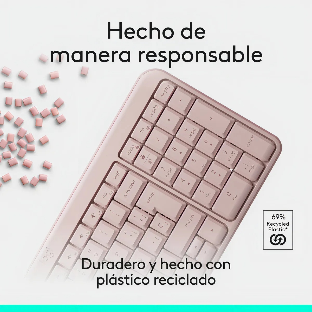 Teclado Logitech K250 Workspace color rosa para oficina y hogar