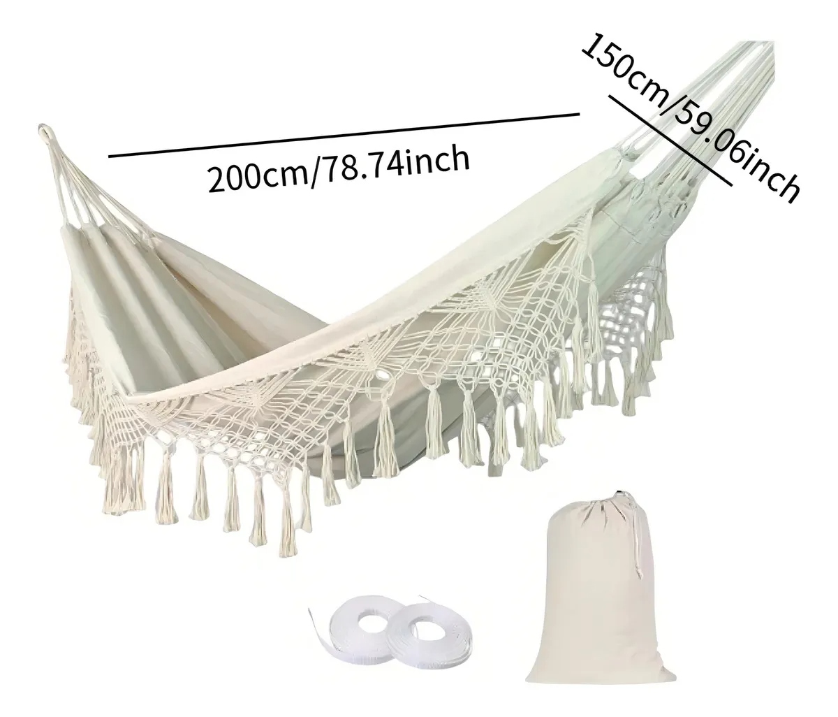 Hamaca brasileña macramé doble con borlas