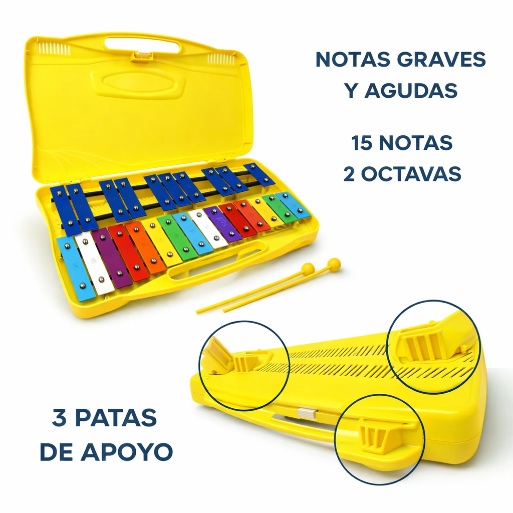 Metalófono cromático con estuche amarillo