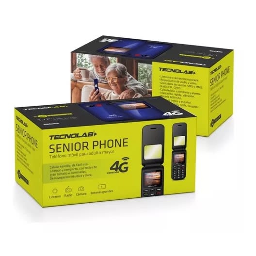 Celular senior Tecnolab Shell 4G con tapa color rojo