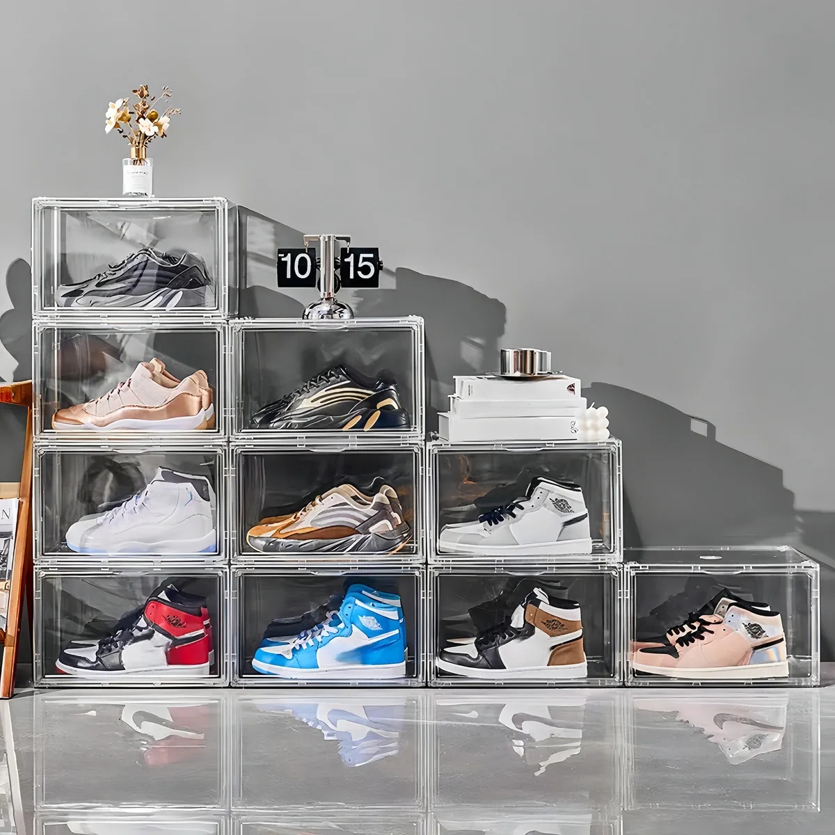 Caja organizadora de zapatos apilable